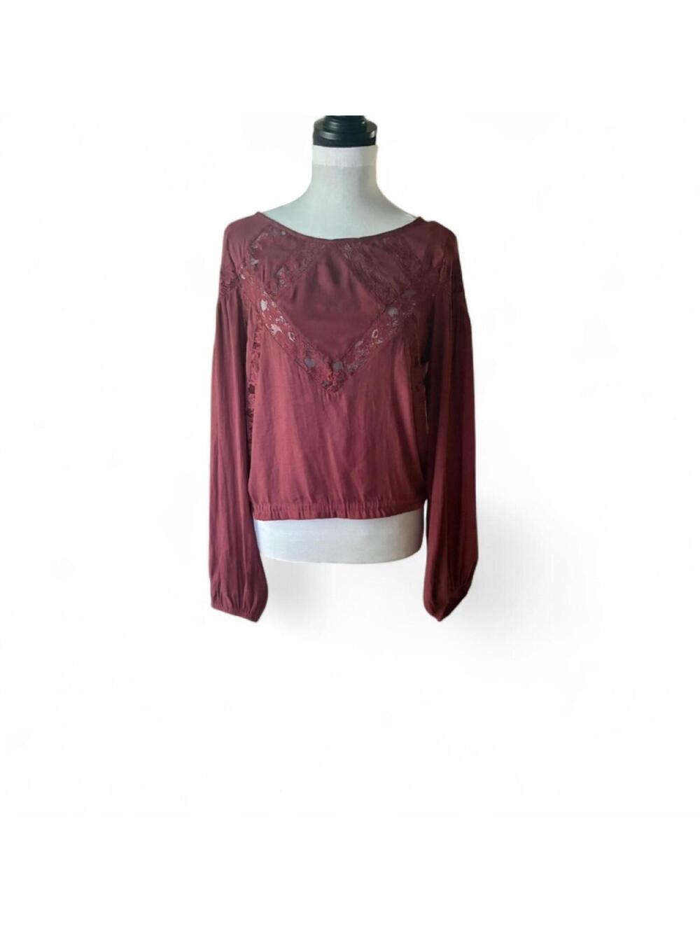 Free People  long sleeve top with lace details Size S